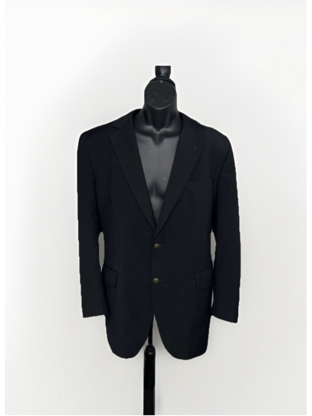 Jos A Banks 44L Black With Metal Crest Buttons Vented Wool Jacket